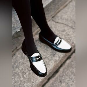 G.H. Bass Whitney Weejuns Penny Loafer Black White Two Tone Leather Sz 10